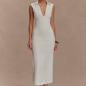 Keagan Sleeveless Midi Dress - Ivory