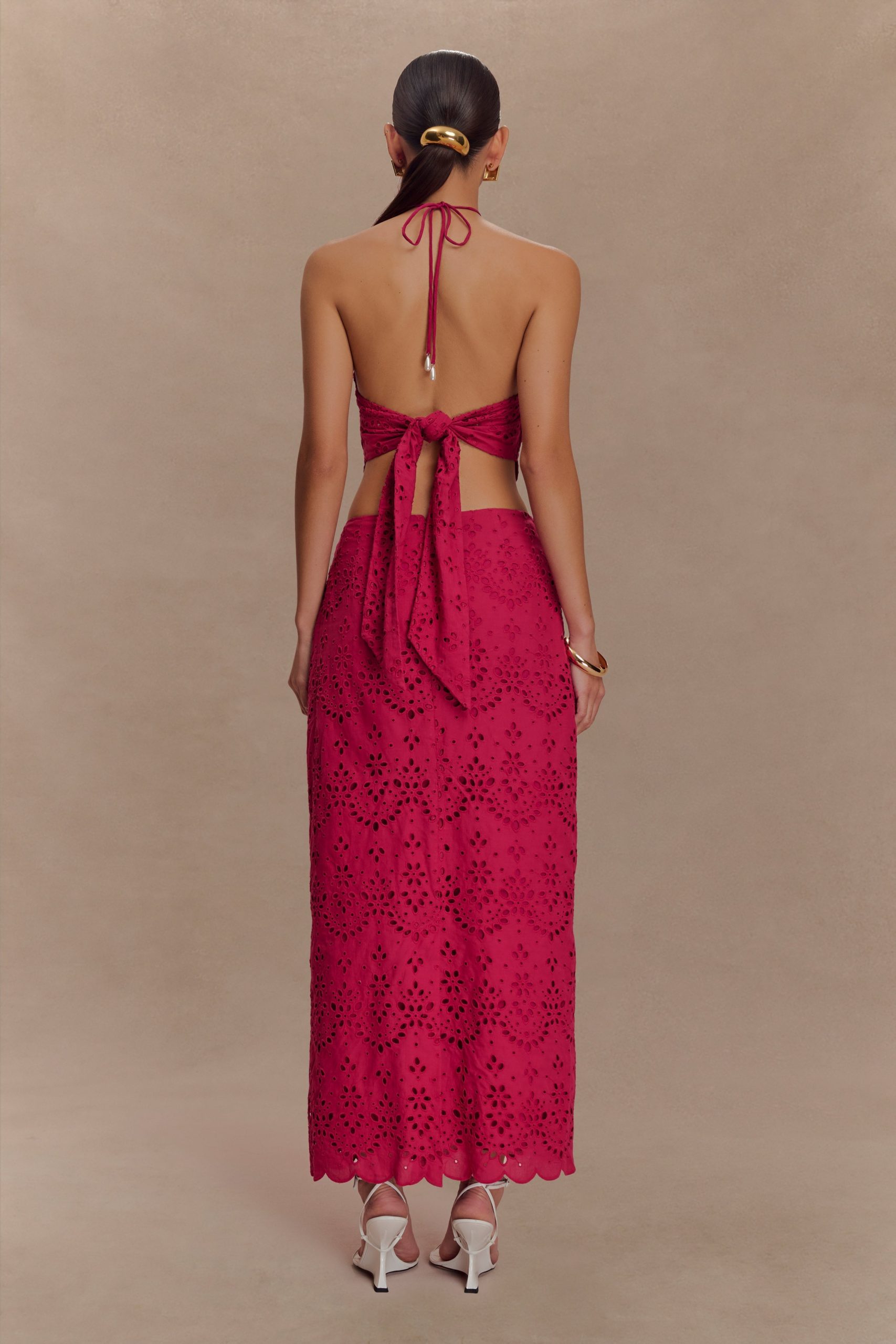Kensley Broderie Midi Skirt - Dragonfruit - Image 2