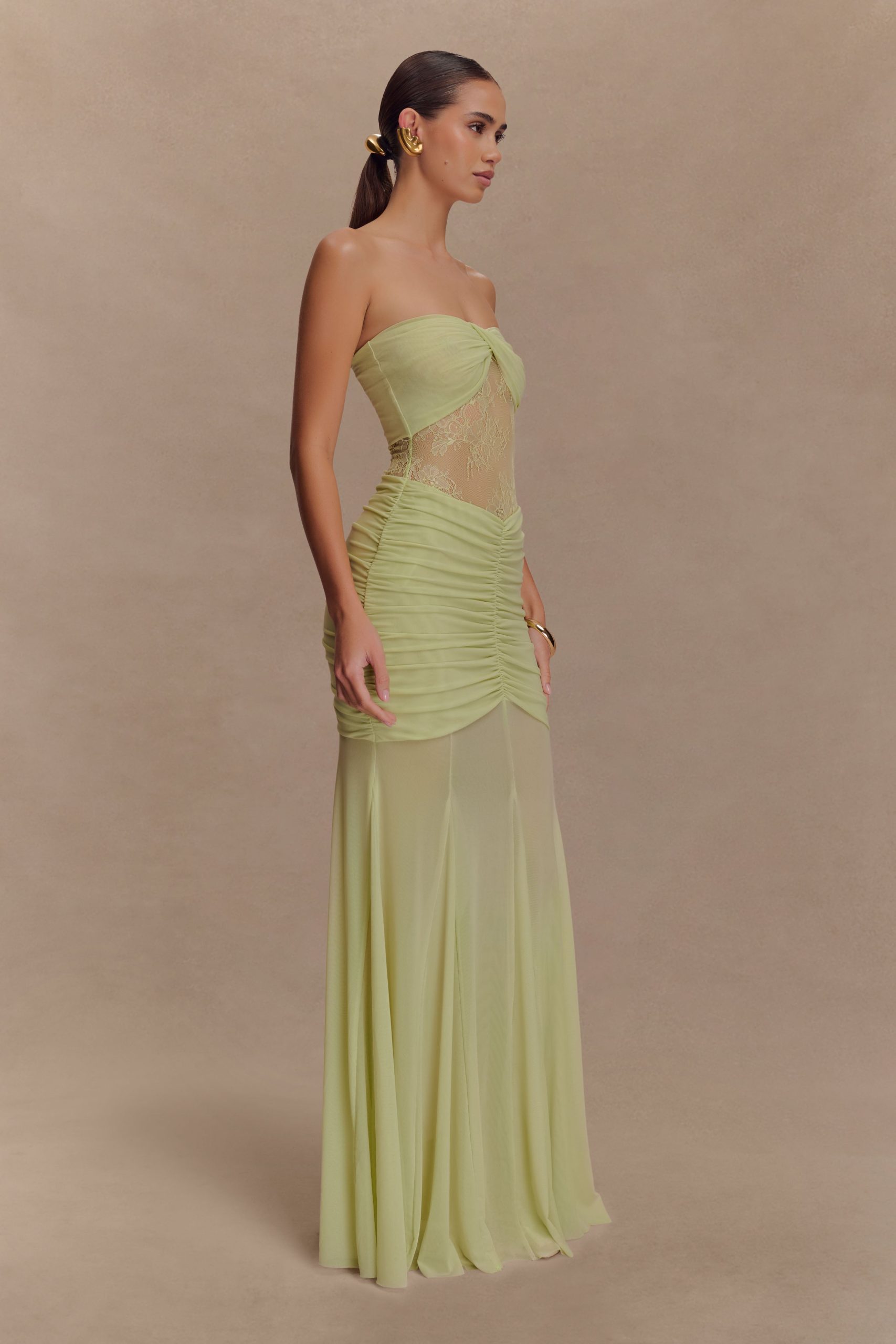 Khadijah Lace And Mesh Maxi Dress - Sage - Image 5