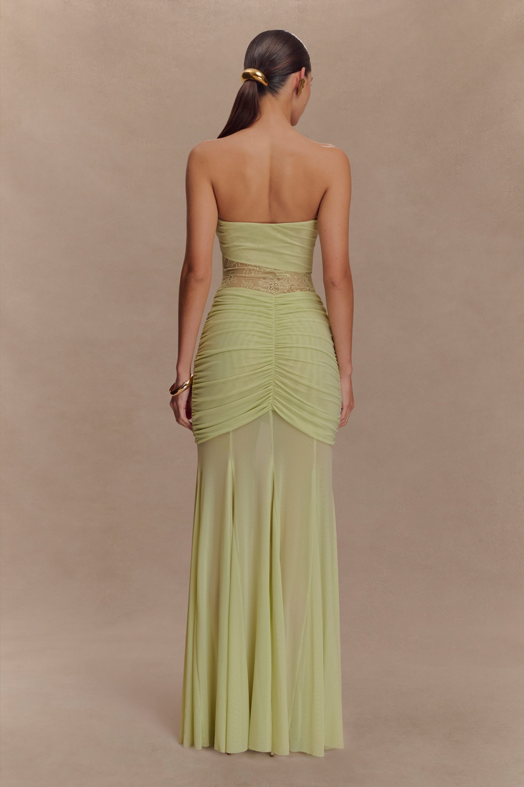 Khadijah Lace And Mesh Maxi Dress - Sage - Image 2