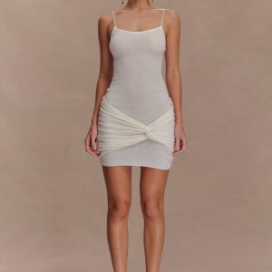 Laurie Twist Knit Mini Dress - Ivory