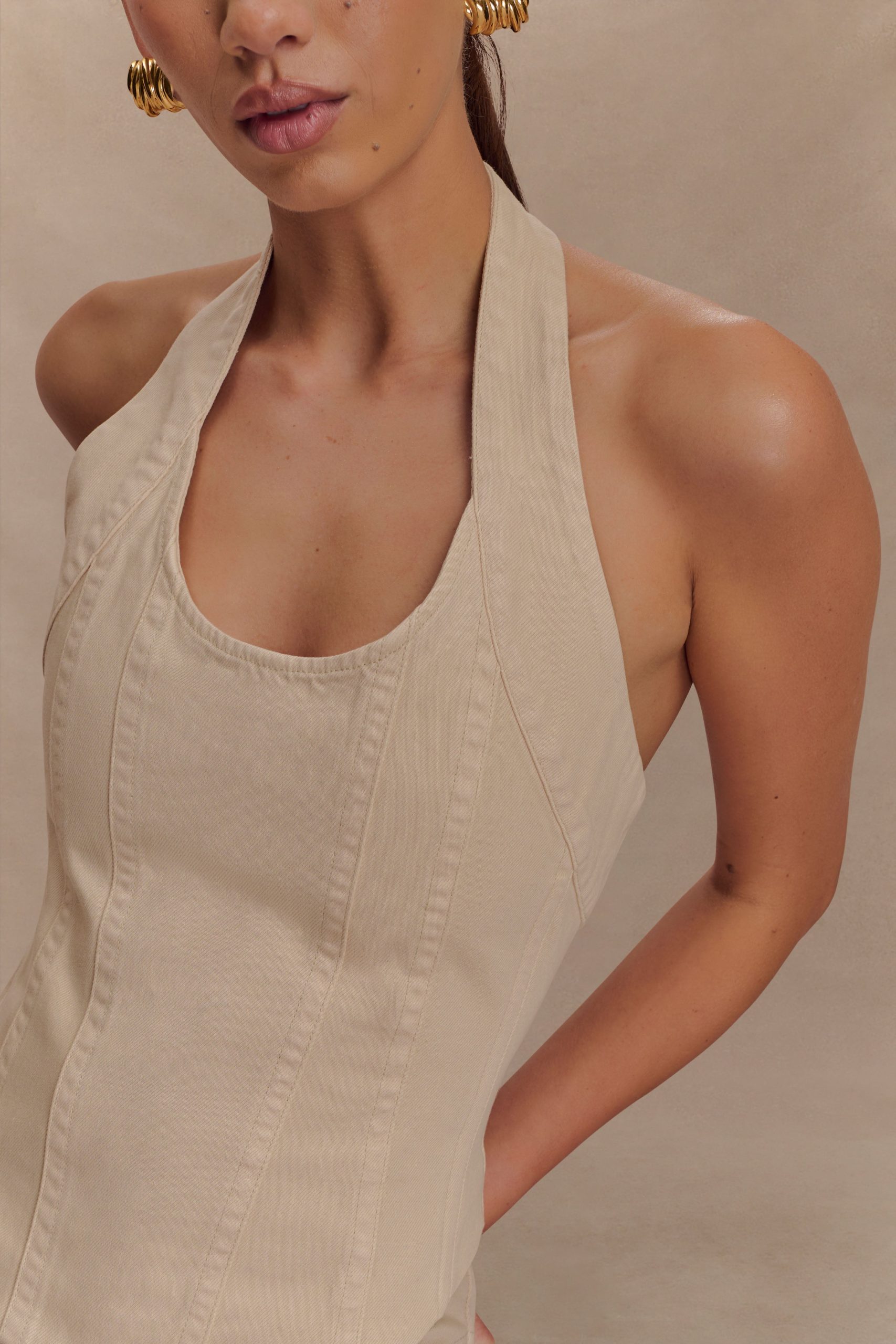 Meadow Denim Corset Halter Top - Stone Wash - Image 3