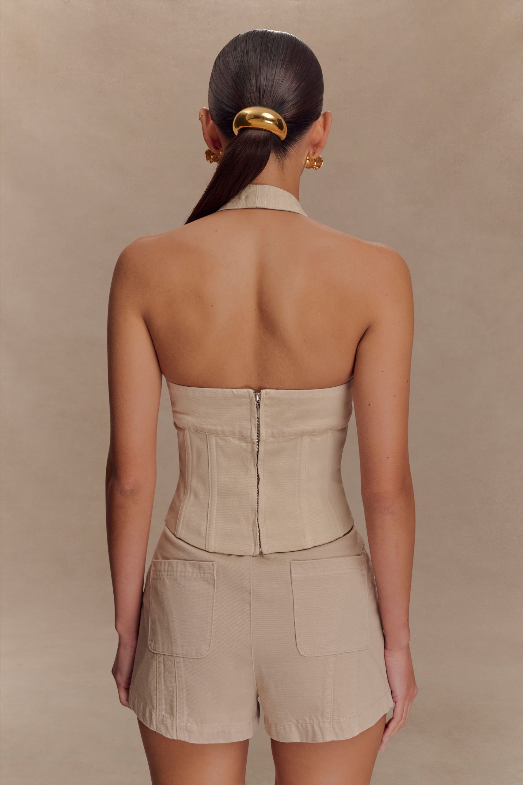 Meadow Denim Corset Halter Top - Stone Wash - Image 2