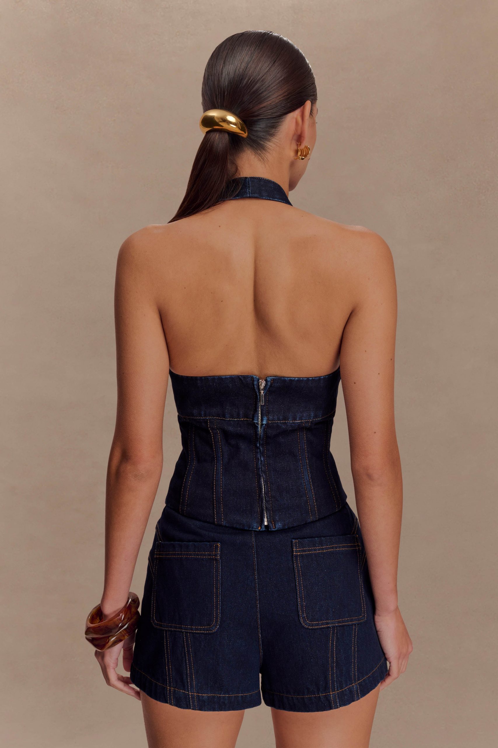 Meadow Denim Corset Halter Top - Indigo Blue - Image 2