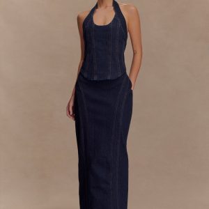 Alma Denim Maxi Skirt - Indigo Blue