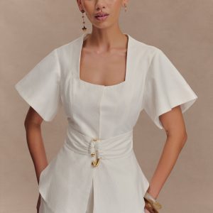 Liberty Cotton Shortsleeve Top - White