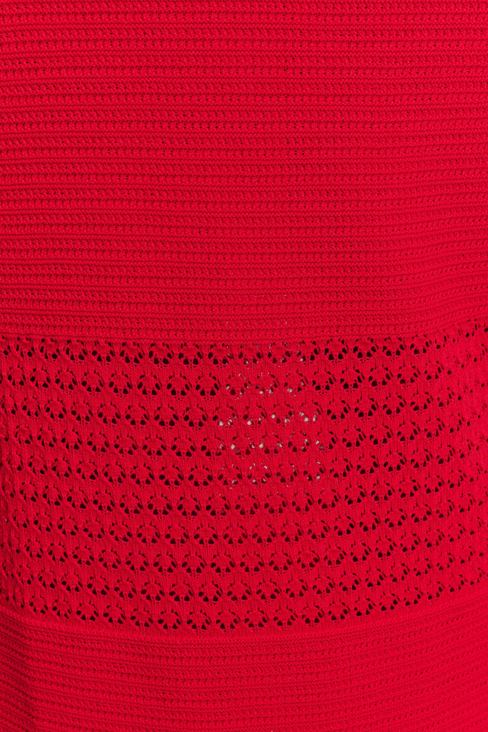 Madeline Scallop Knit Midi Skirt - Red - Image 5