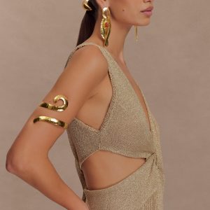 Hyacinth Textured Swirl Arm Band - Gold