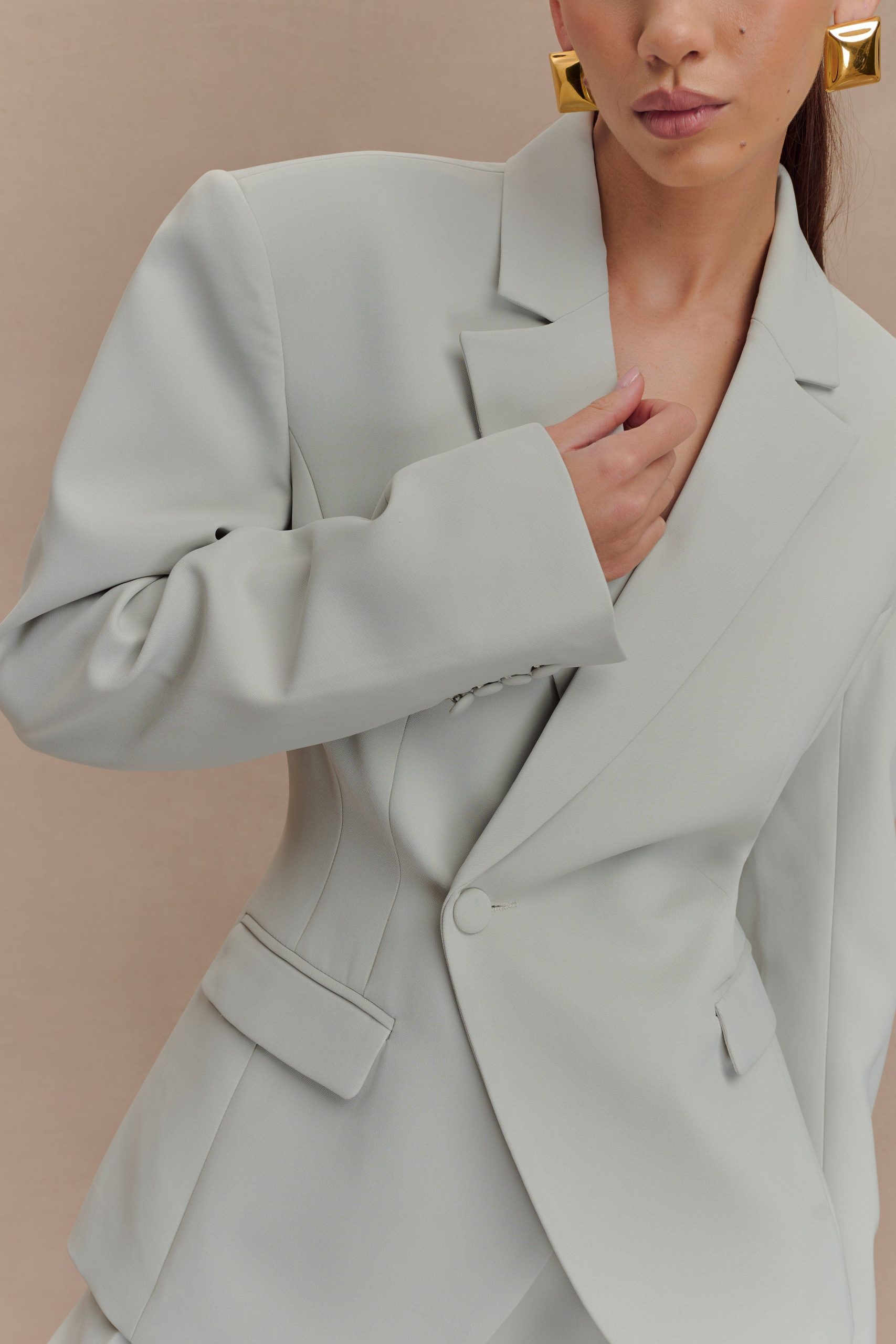 Jameson Cinched Suiting Blazer - Light Sage - Image 3