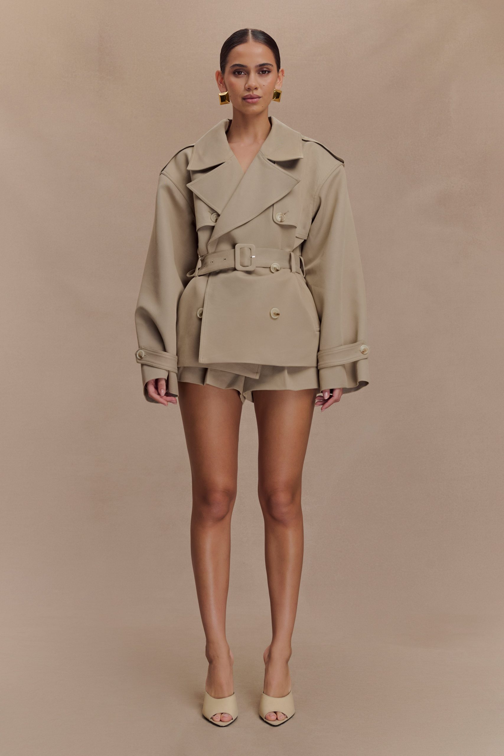 Alden Short Trench Jacket - Pebble - Image 2