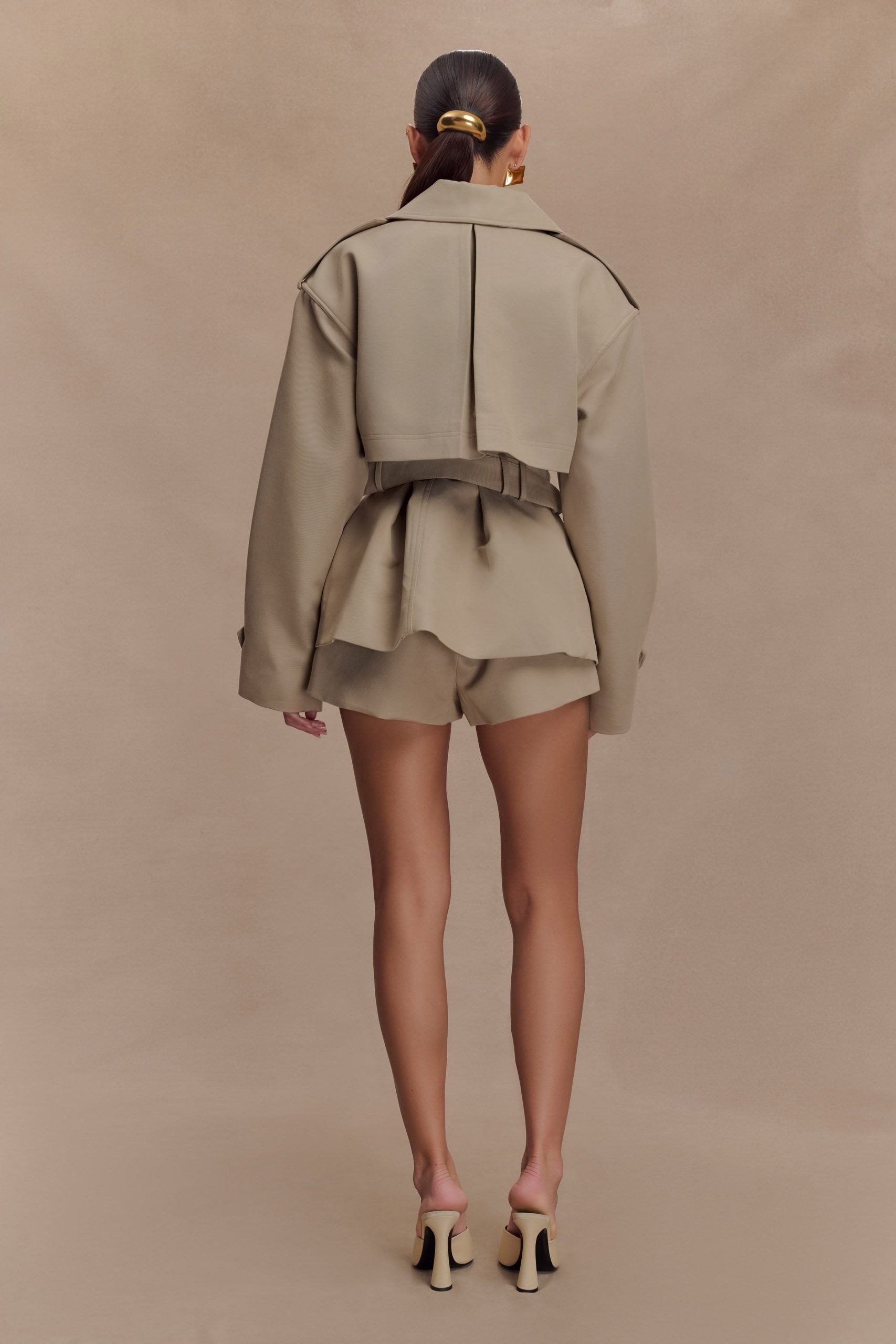 Alden Short Trench Jacket - Pebble - Image 3