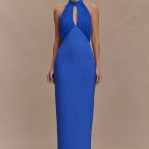 Mierah Halter Midi Dress - Cobalt Blue