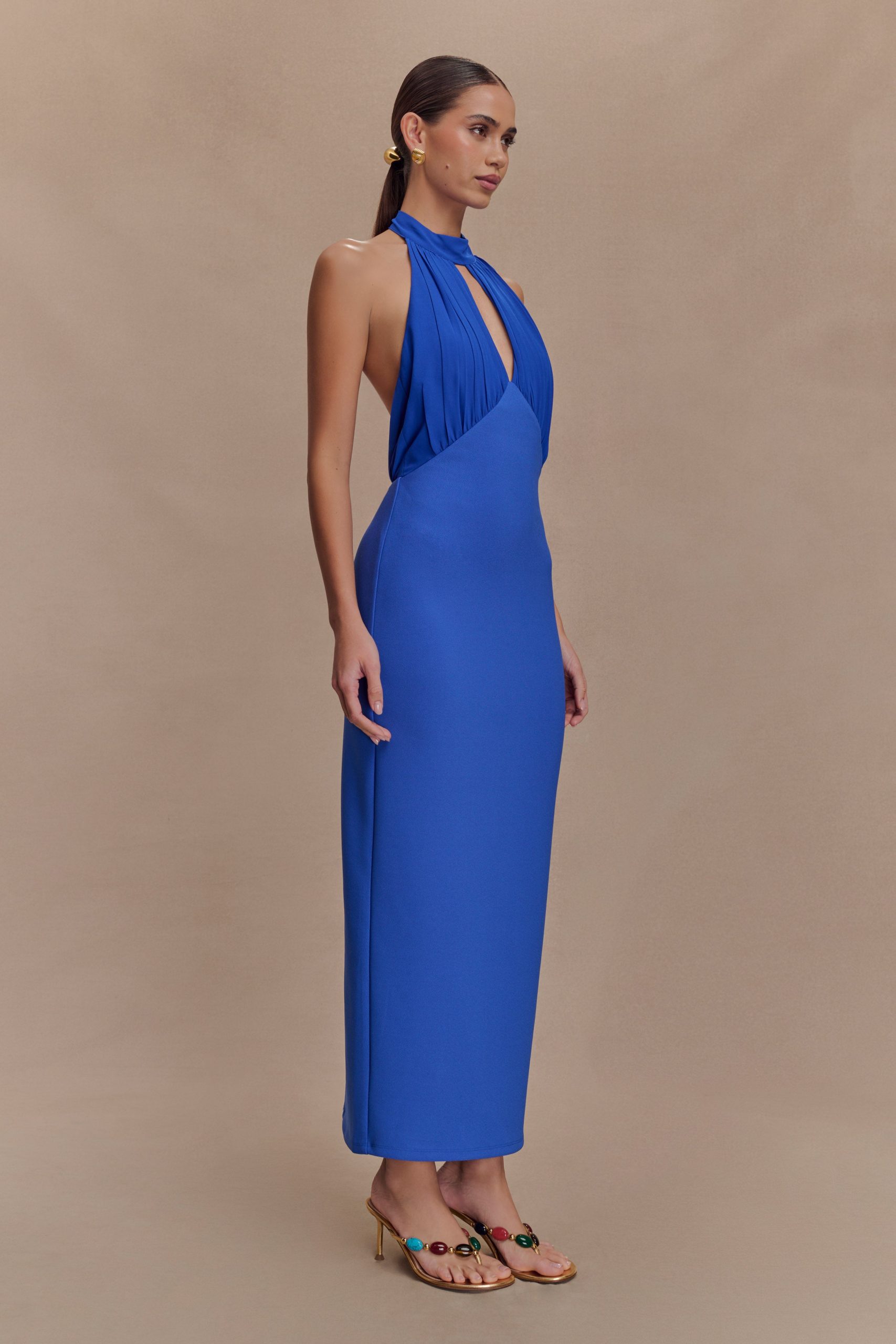 Mierah Halter Midi Dress - Cobalt Blue - Image 4