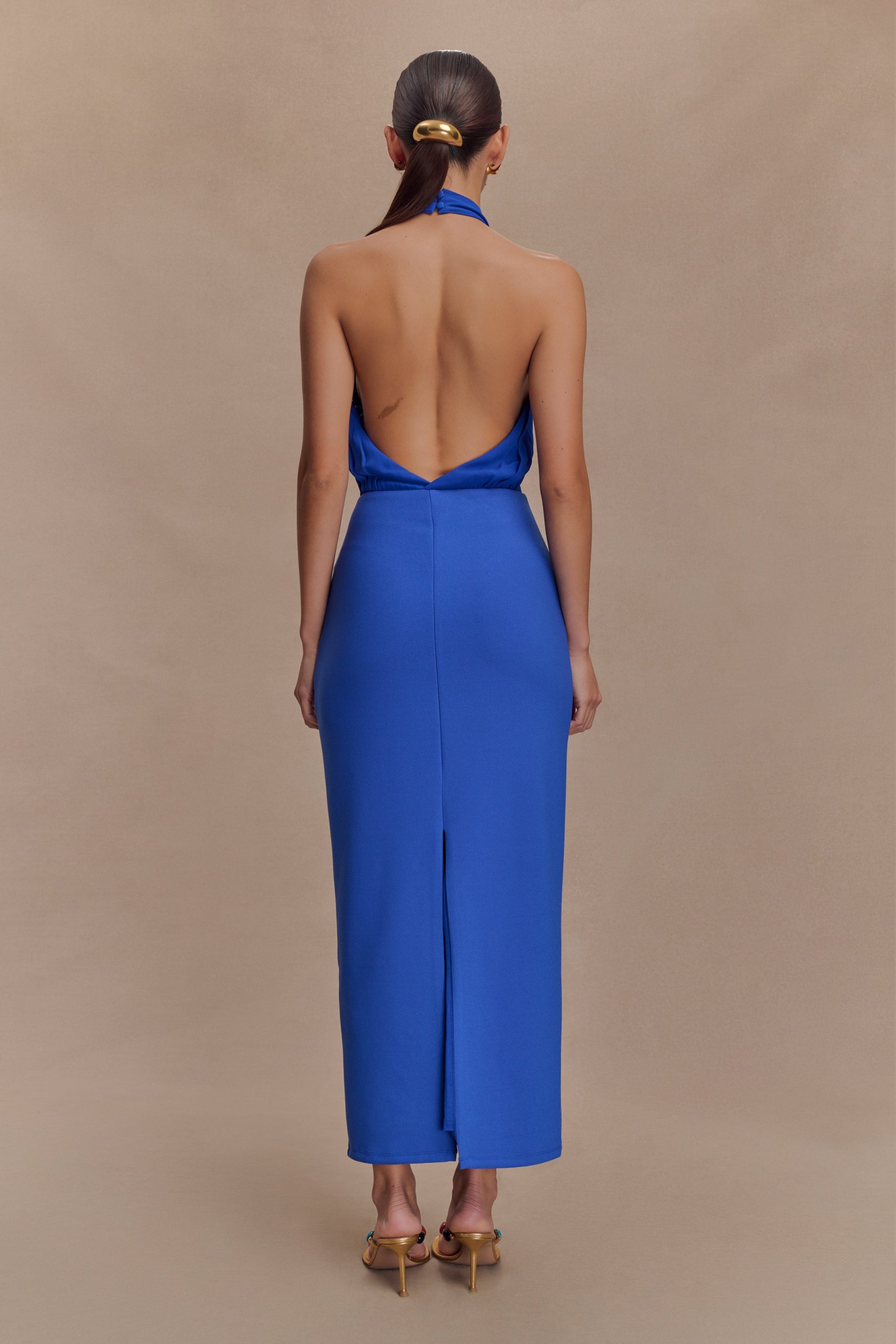 Mierah Halter Midi Dress - Cobalt Blue - Image 2