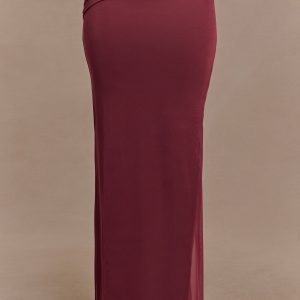 Judy Slinky And Mesh Maxi Skirt - Wine