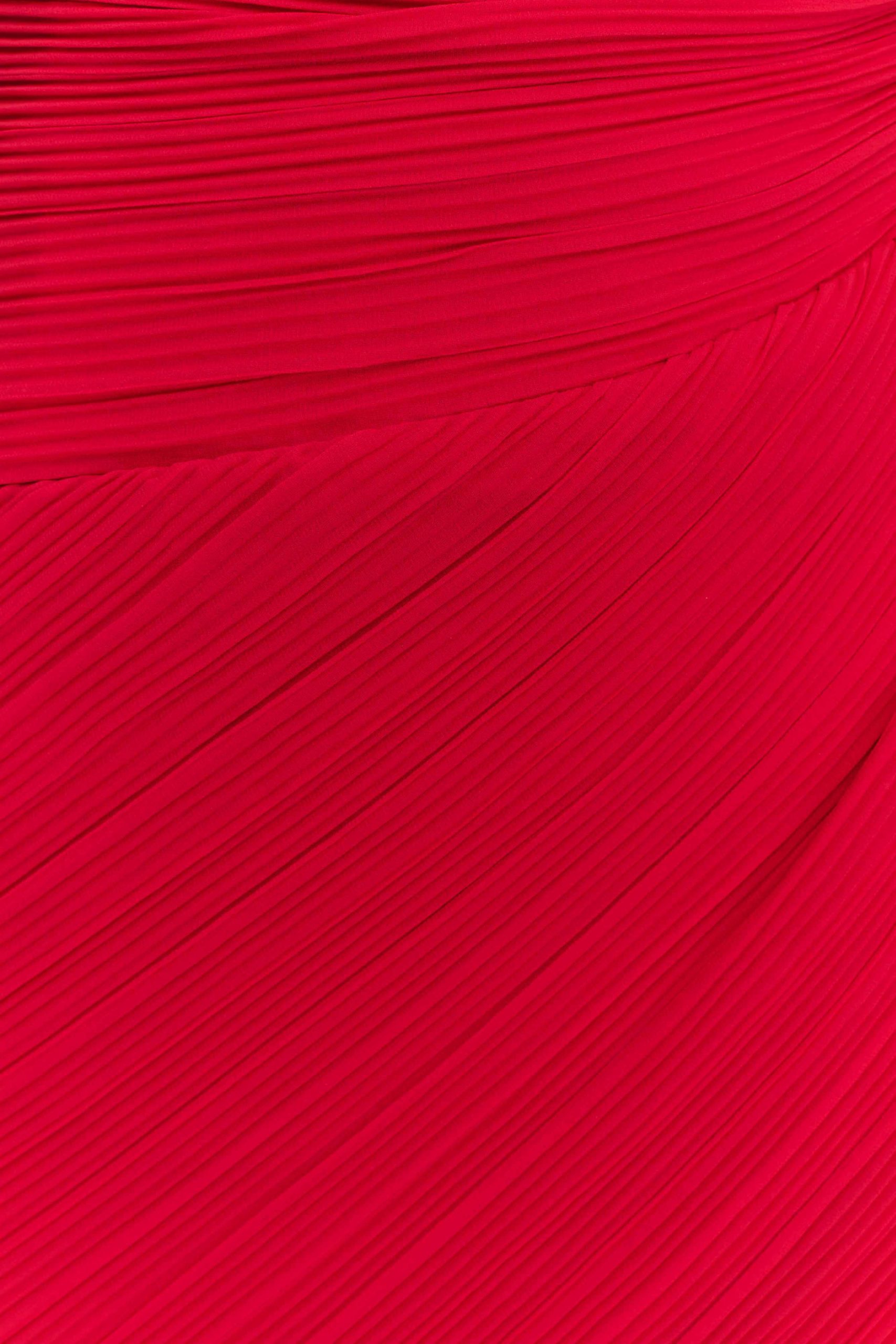 Tamara Shirred Chiffon Midi Dress - Red - Image 6