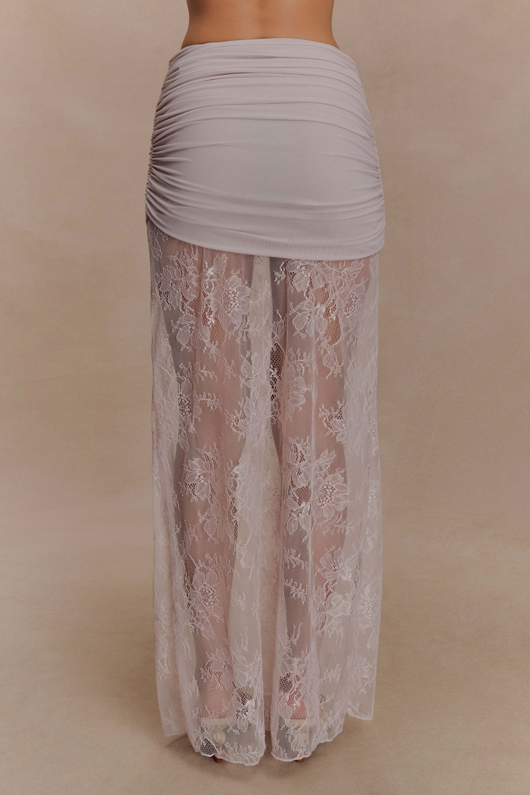 Guinevere Lace And Mesh Maxi Skirt - Lilac - Image 2