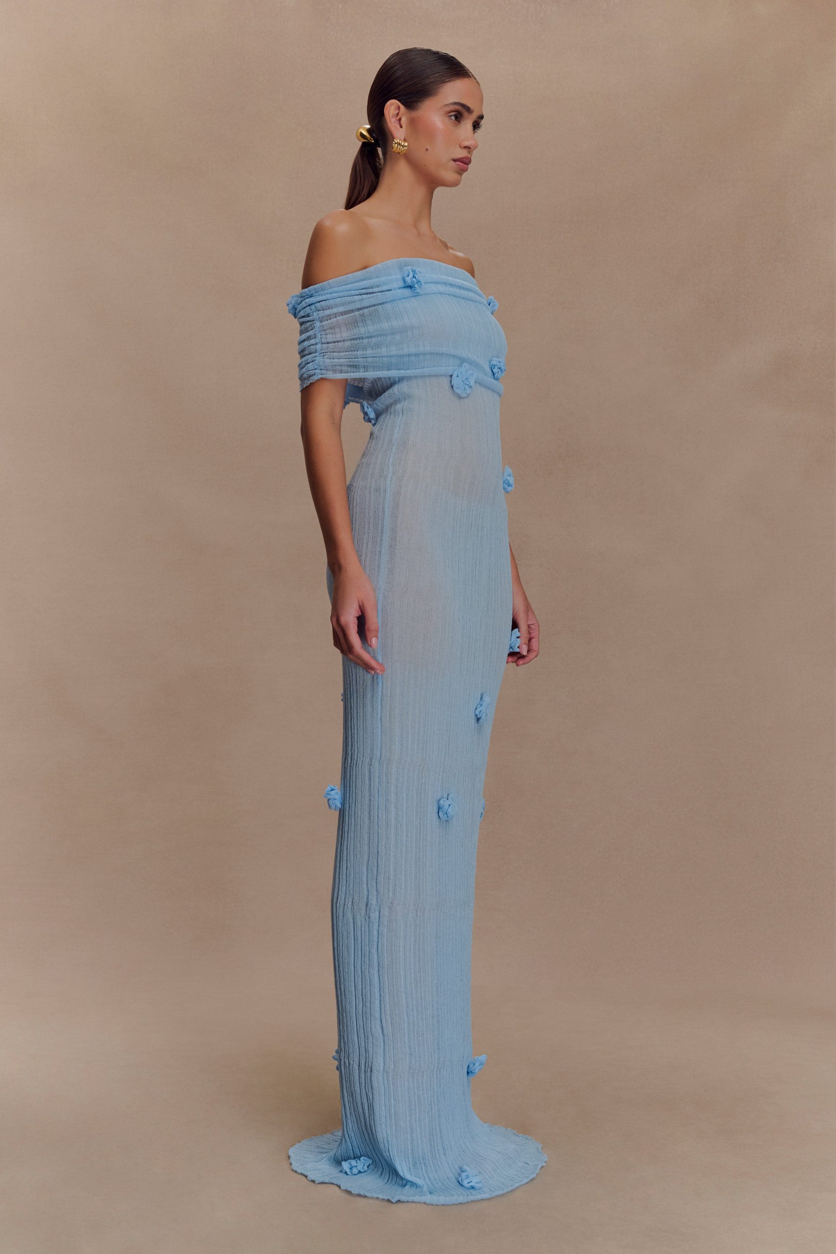 Brynn Orchid Knit Maxi Dress - Baby Blue - Image 5