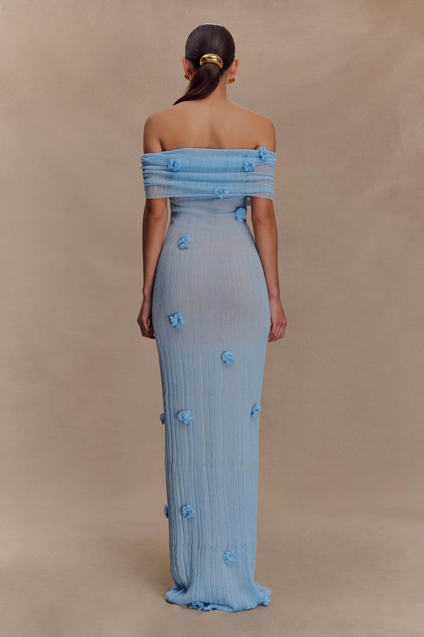 Brynn Orchid Knit Maxi Dress - Baby Blue - Image 2