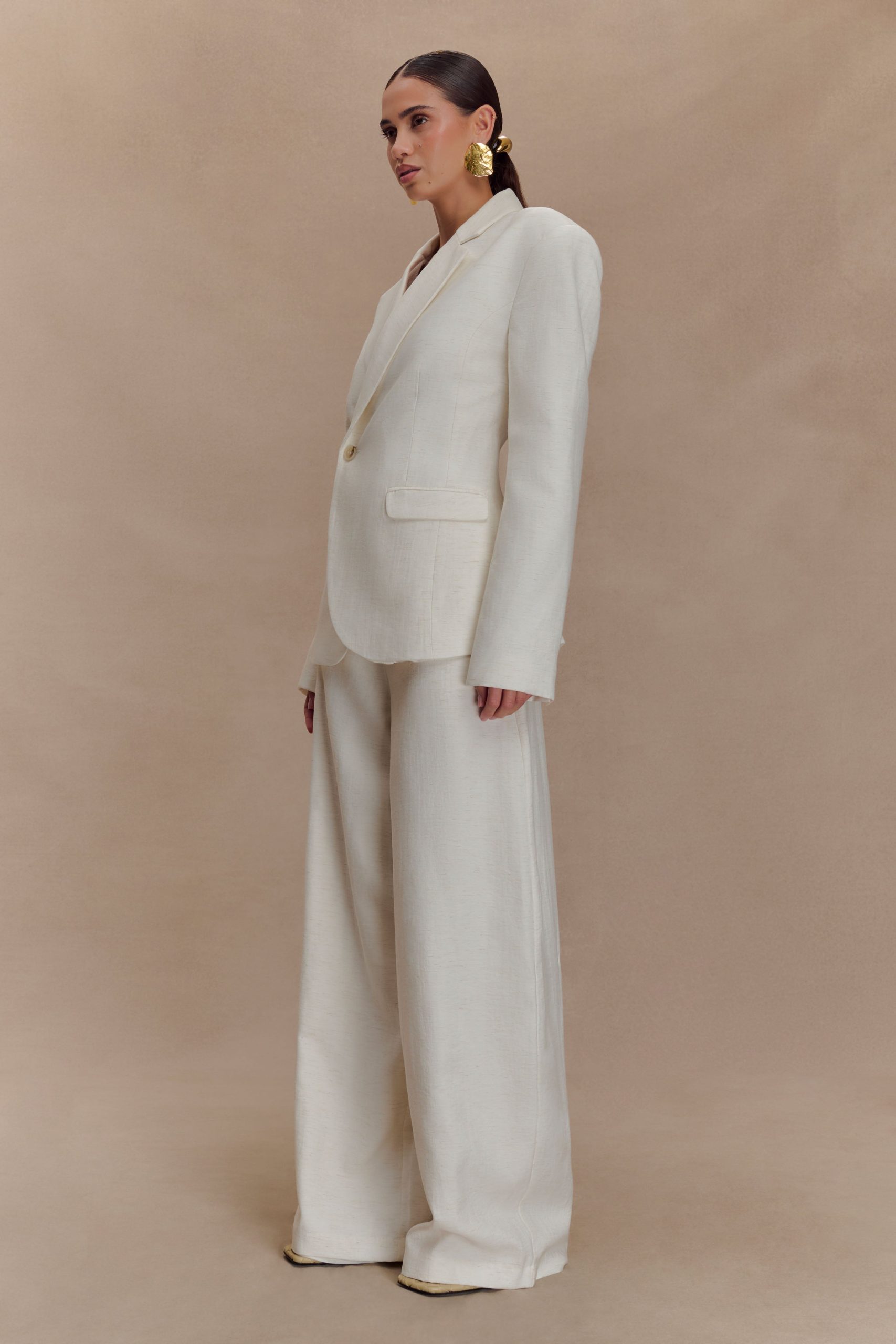 Cyrene Linen Wide Leg Pants - Oat Marle - Image 4