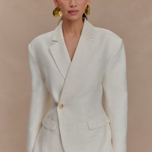 Jameson Cinched Linen Blazer - Oat Marle