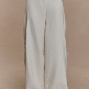 Cyrene Linen Wide Leg Pants - Oat Marle