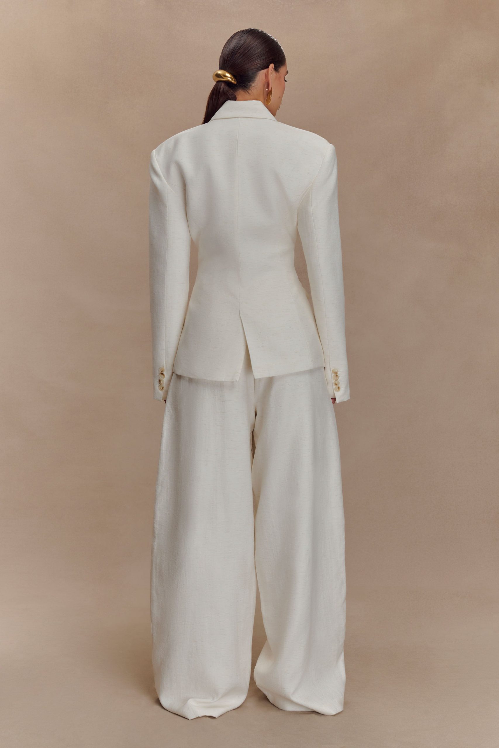 Cyrene Linen Wide Leg Pants - Oat Marle - Image 5
