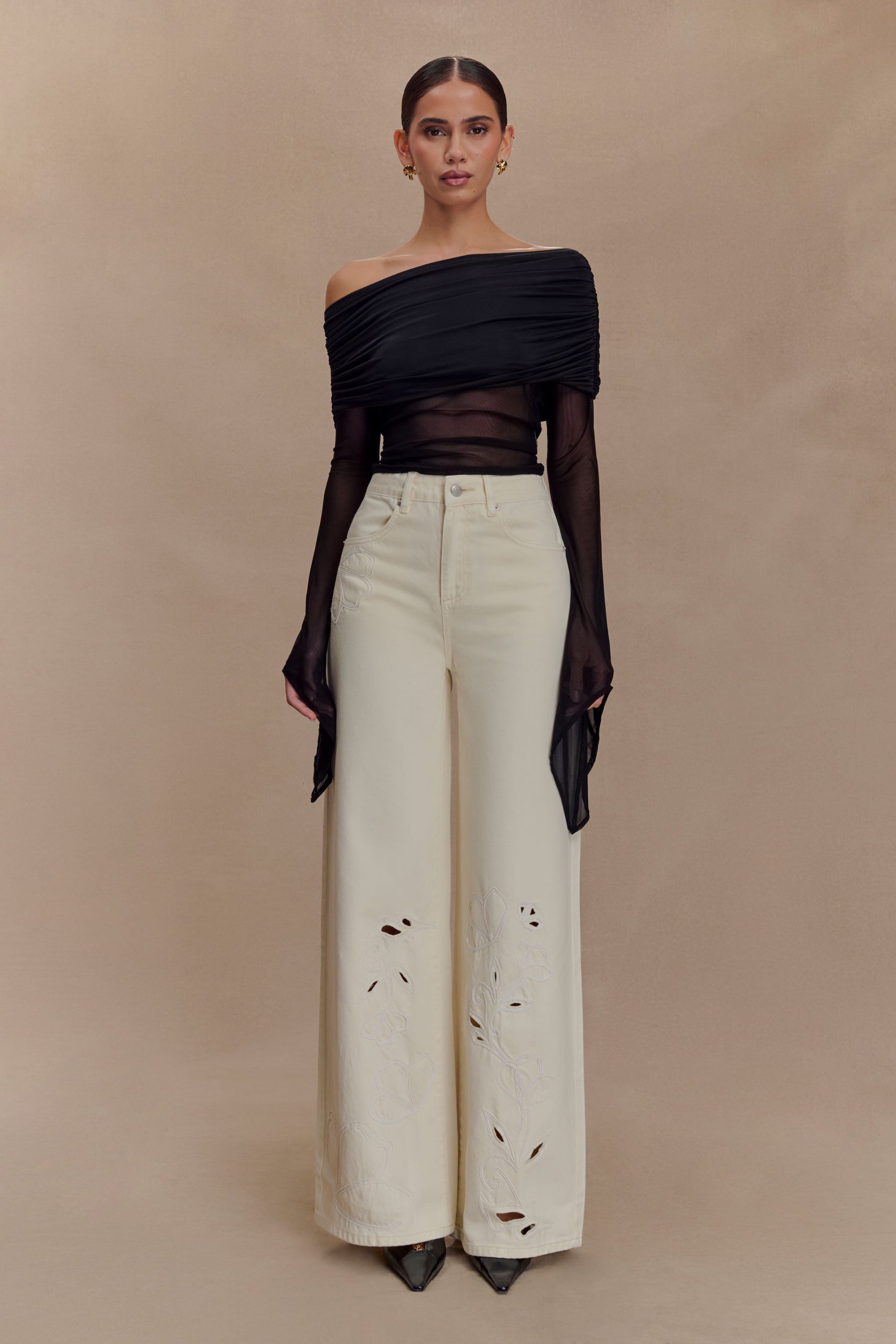 Dahlia One Shoulder Top - Black - Image 6