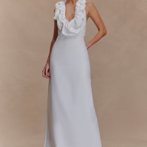 Carolyn Linen Bubble Maxi Dress - White