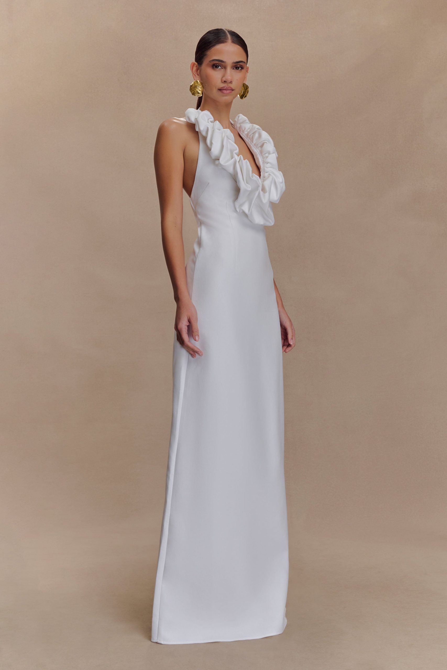 Carolyn Linen Bubble Maxi Dress - White - Image 4