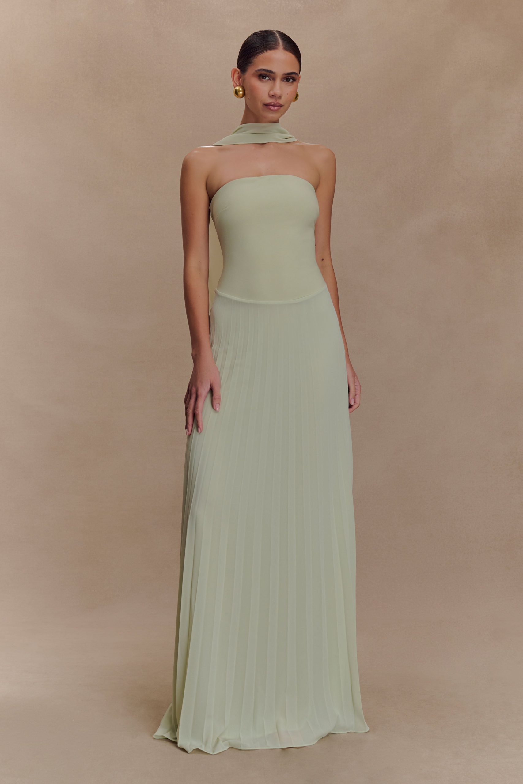 Caira Chiffon Scarf Maxi Dress - Sage - Image 6