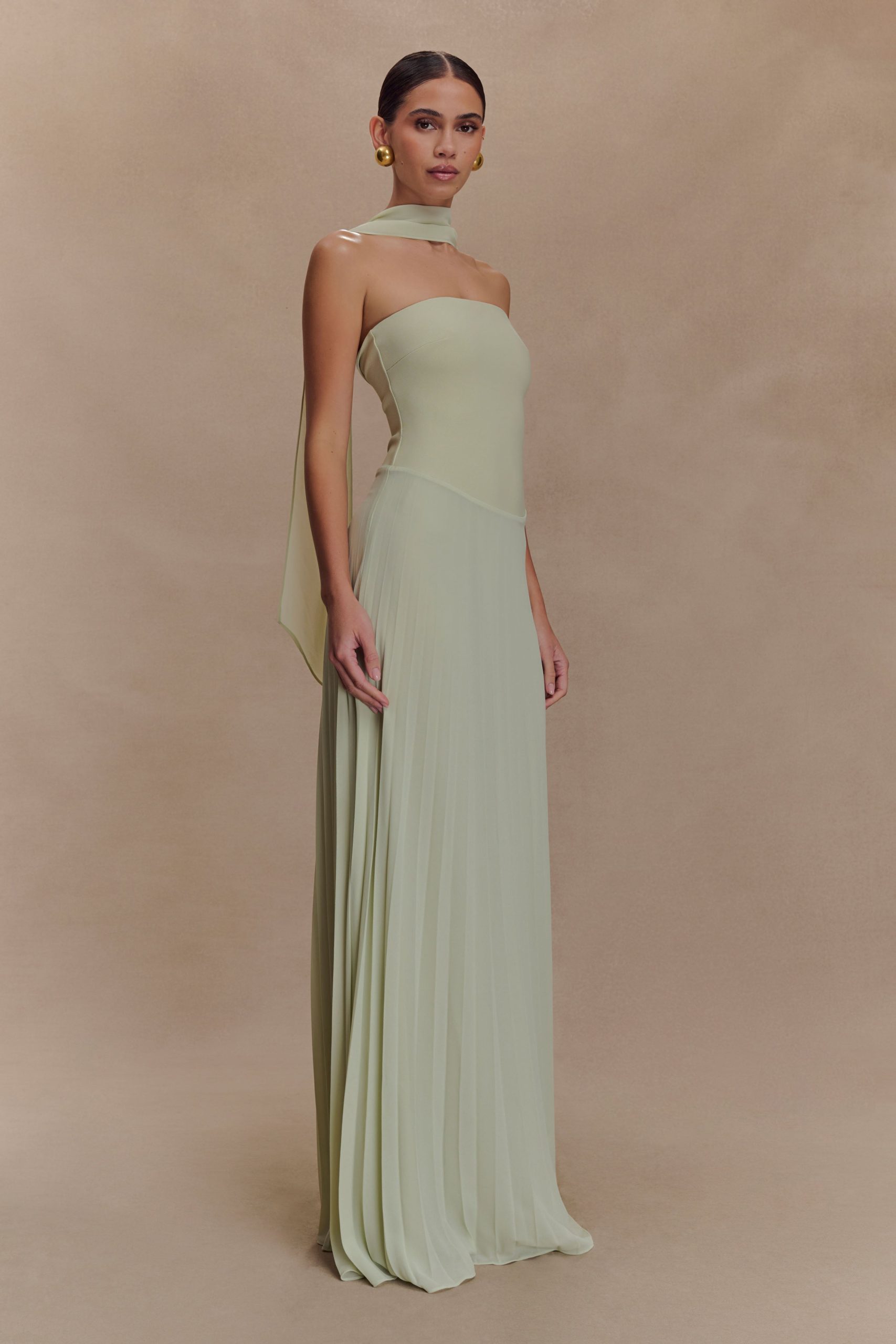 Caira Chiffon Scarf Maxi Dress - Sage - Image 5