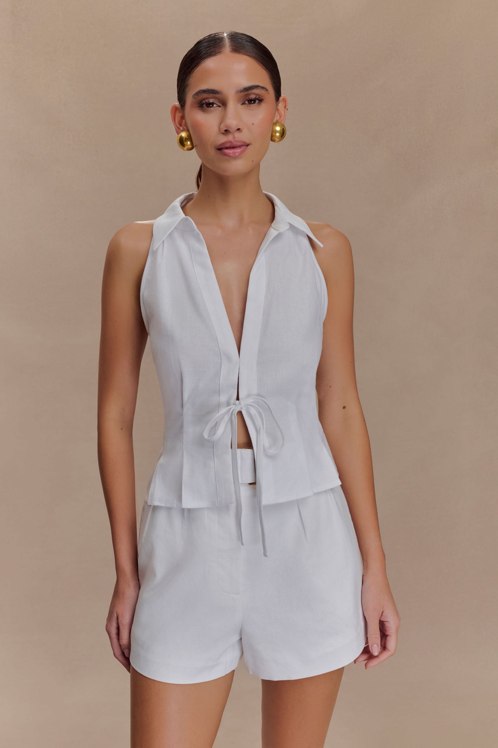 Scout Sleeveless Linen Shirt - White - Image 5