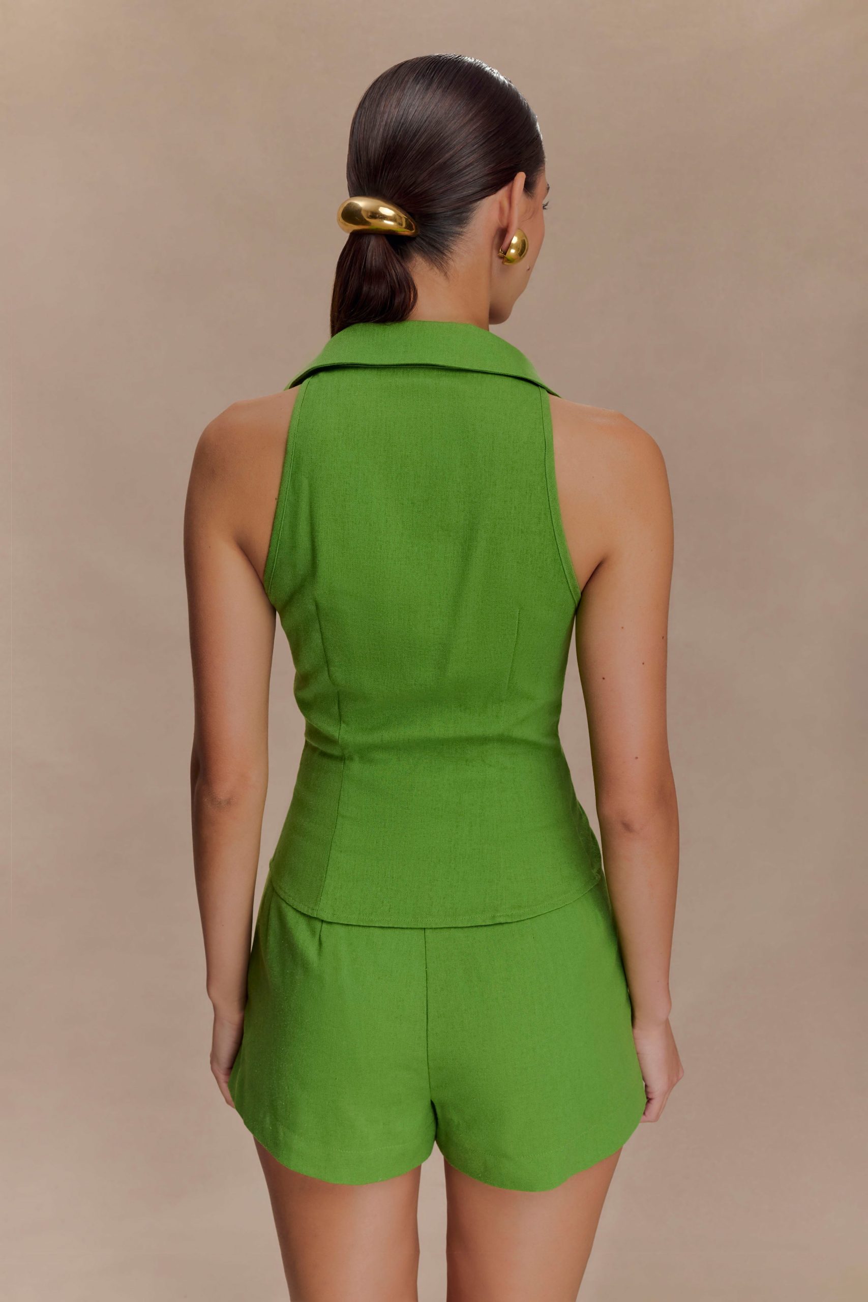 Scout Sleeveless Linen Shirt - Green - Image 2