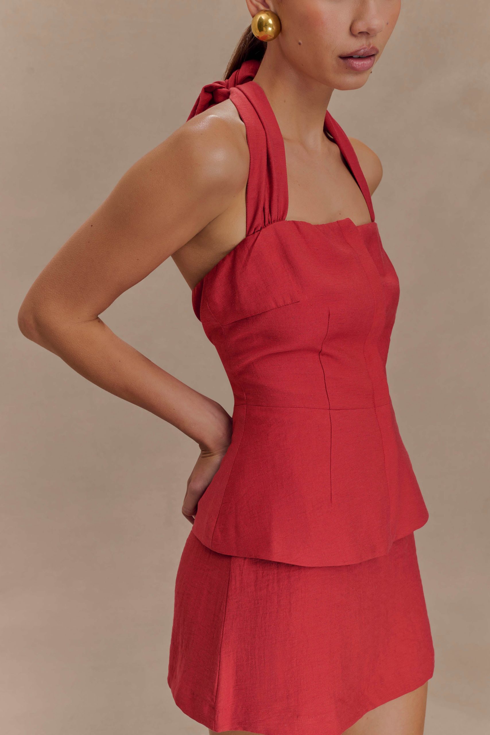 Kallie Linen Skort - Burnt Rose - Image 3