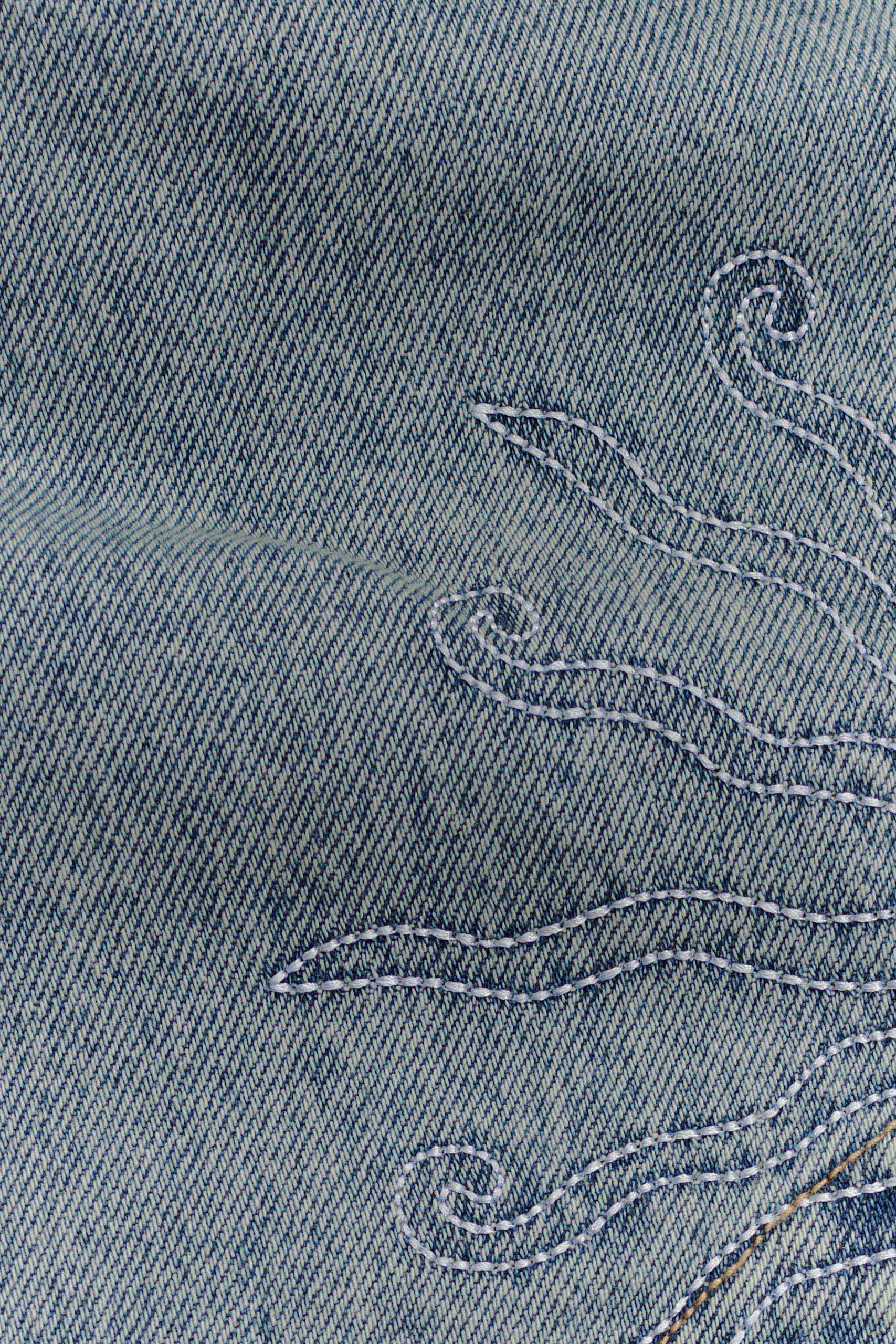 Alessia Embroidered Denim Mini Skirt - Light Vintage - Image 7
