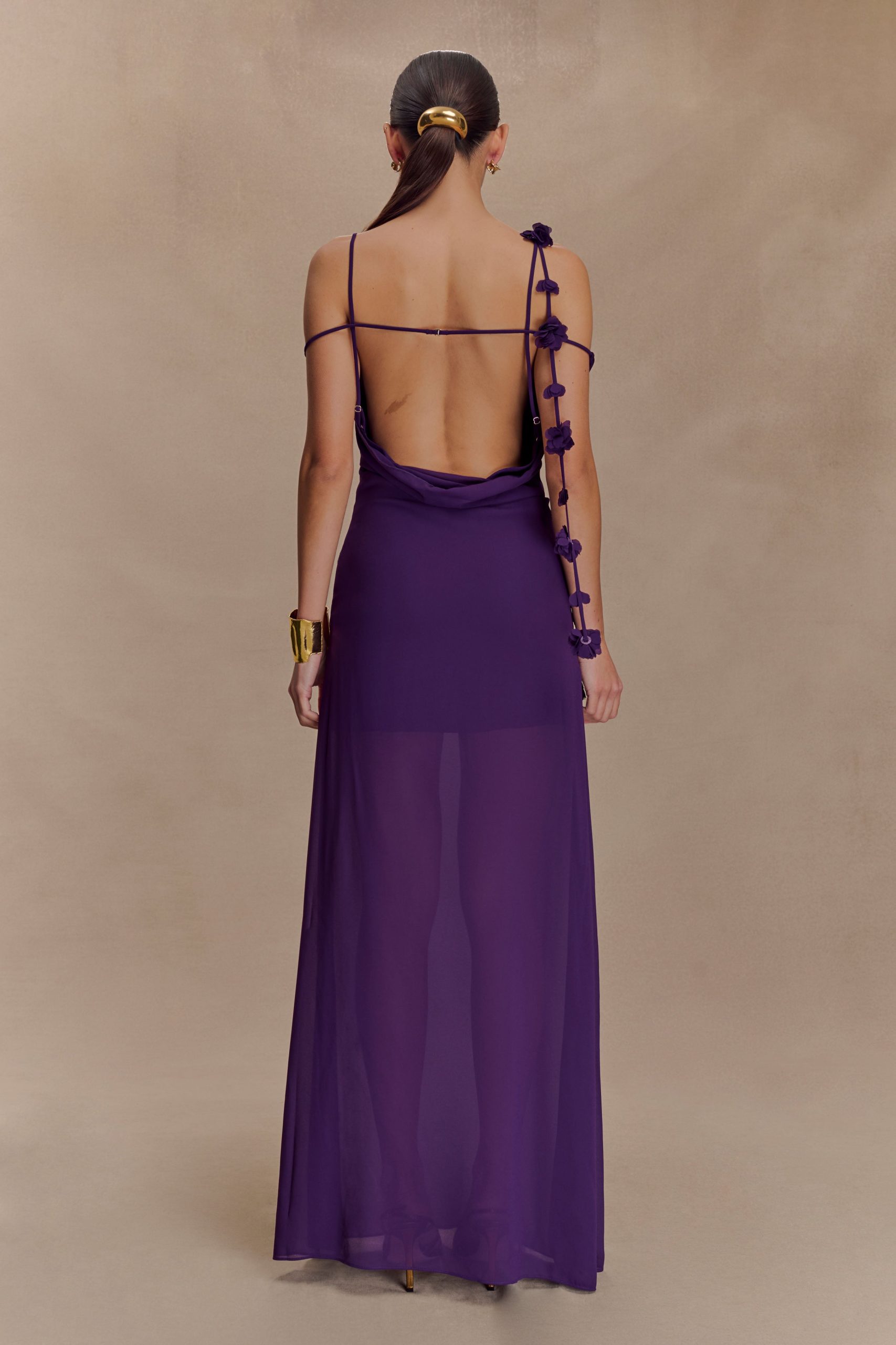 Rosalie Floral Chiffon Maxi Dress - Purple - Image 2