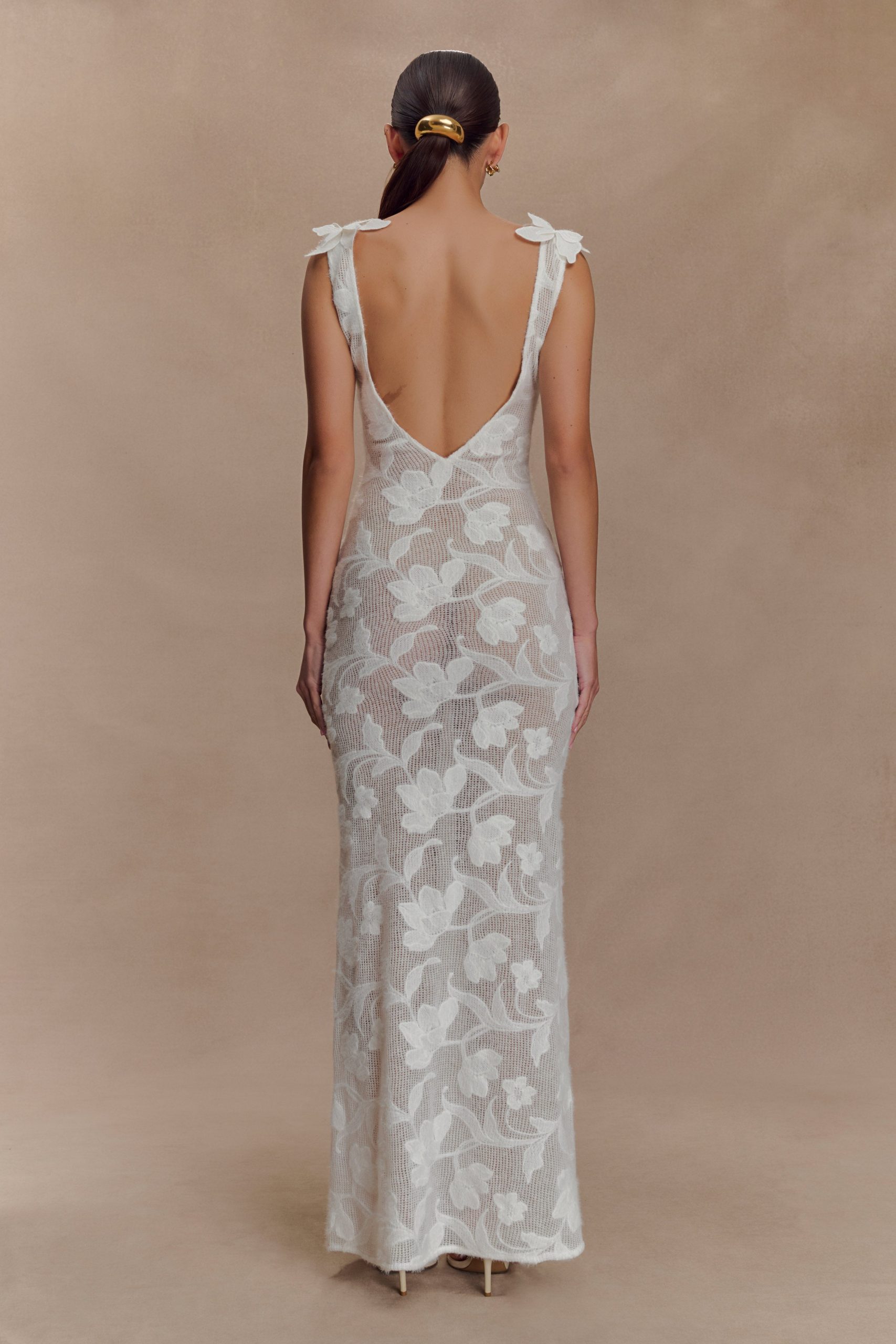Cornelia Floral Sheer Maxi Dress - Ivory - Image 4