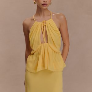 Korra Chiffon Halter Top - Butterscotch