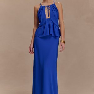 Katalina Chiffon Maxi Skirt - Cobalt Blue