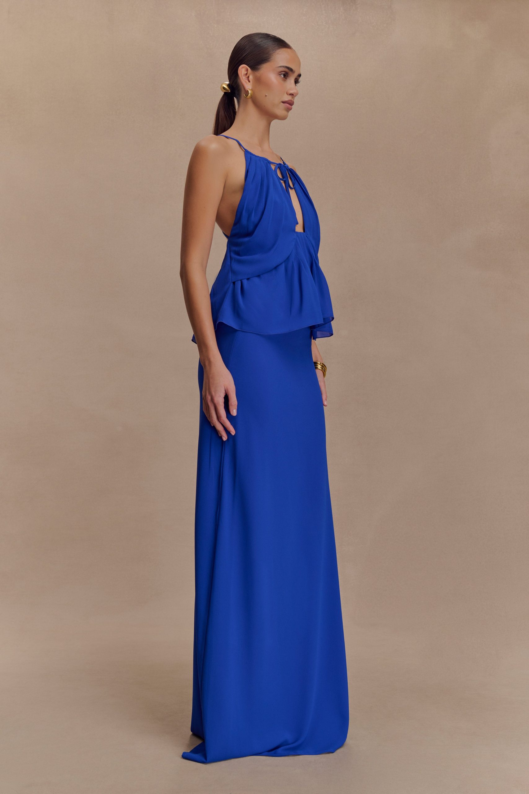 Katalina Chiffon Maxi Skirt - Cobalt Blue - Image 4