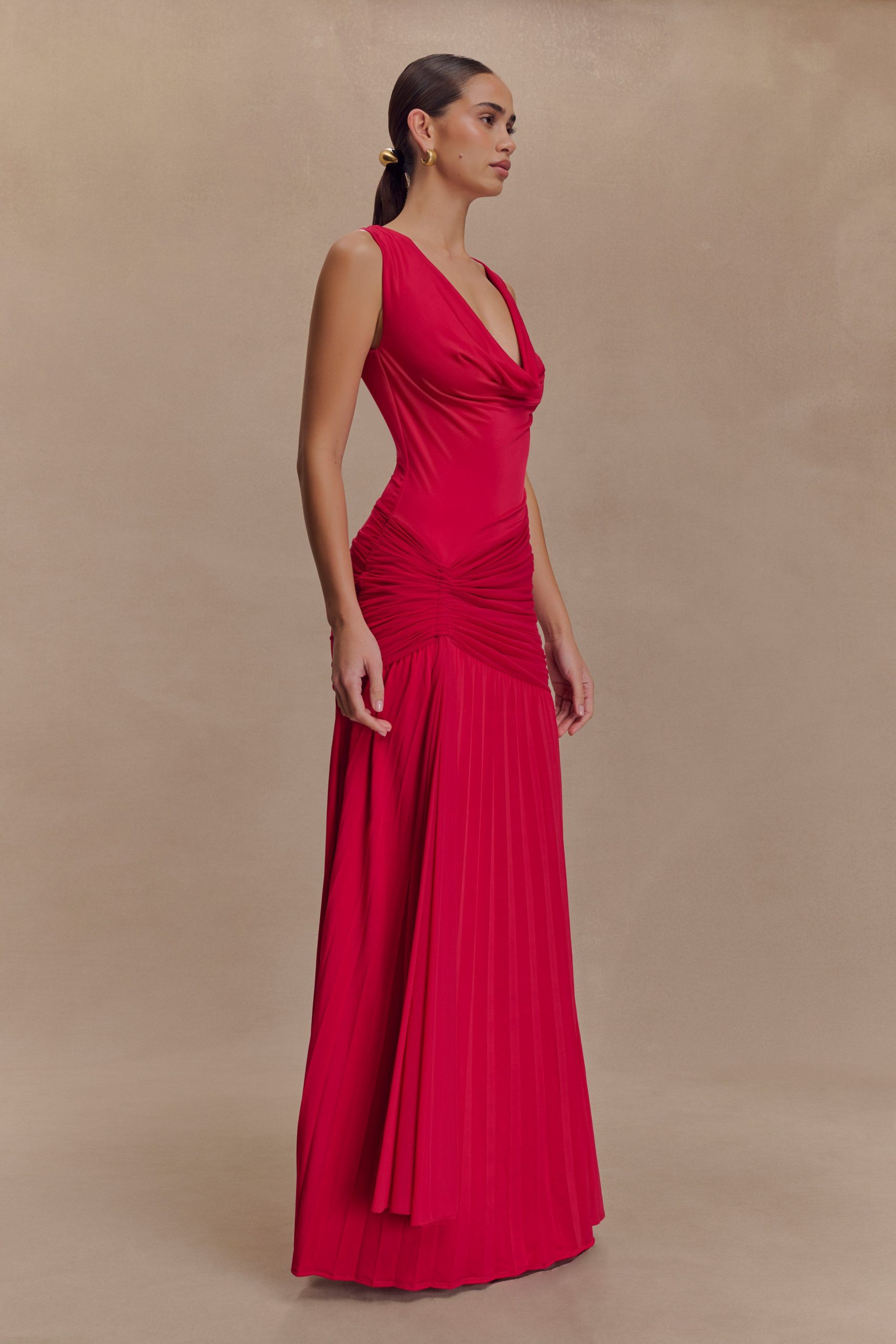 Dania Cowl Neck Slinky Maxi Dress - Fuchsia Pink - Image 5