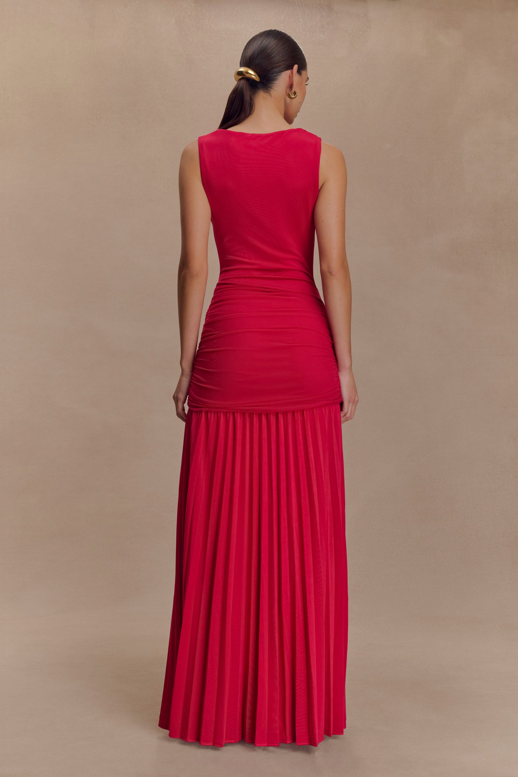 Dania Cowl Neck Slinky Maxi Dress - Fuchsia Pink - Image 2