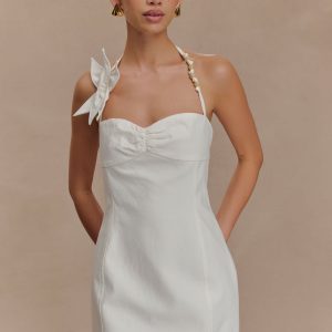 Reyes Cotton Floral Mini Dress - White