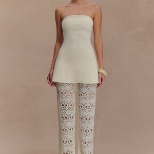 Trena Crochet Knit Pants - Ivory
