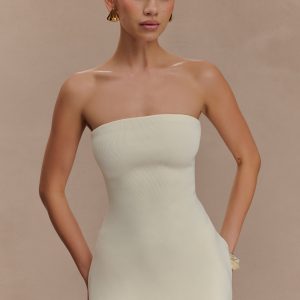 Anette Bandage Knit Strapless Top - Ivory