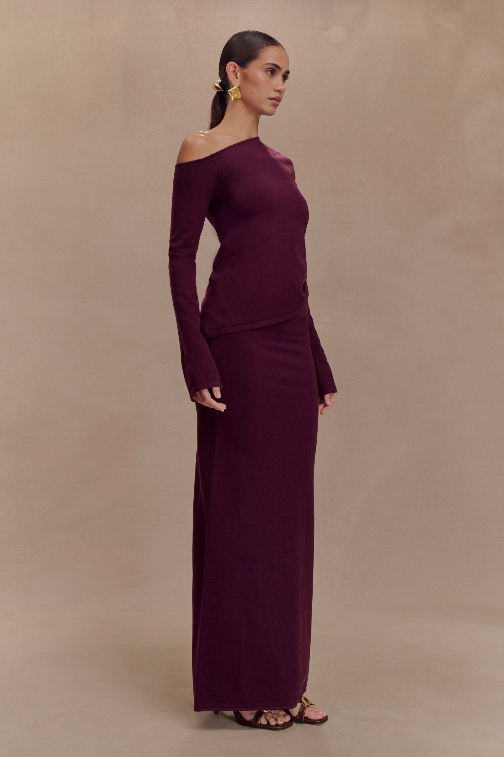 Miles Knit Maxi Skirt - Plum - Image 3