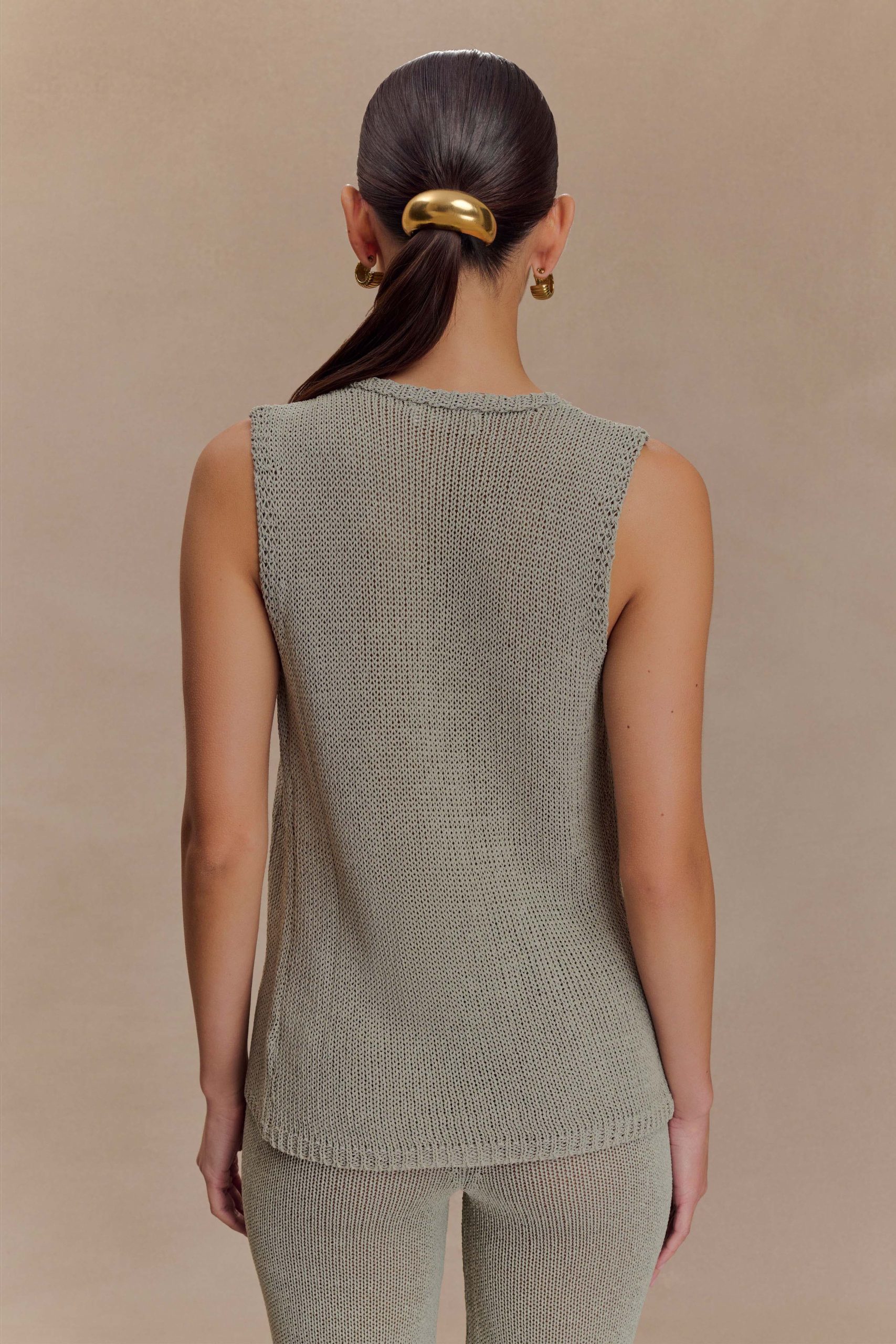 Malani Knit Top With Hardware - Sage - Image 2