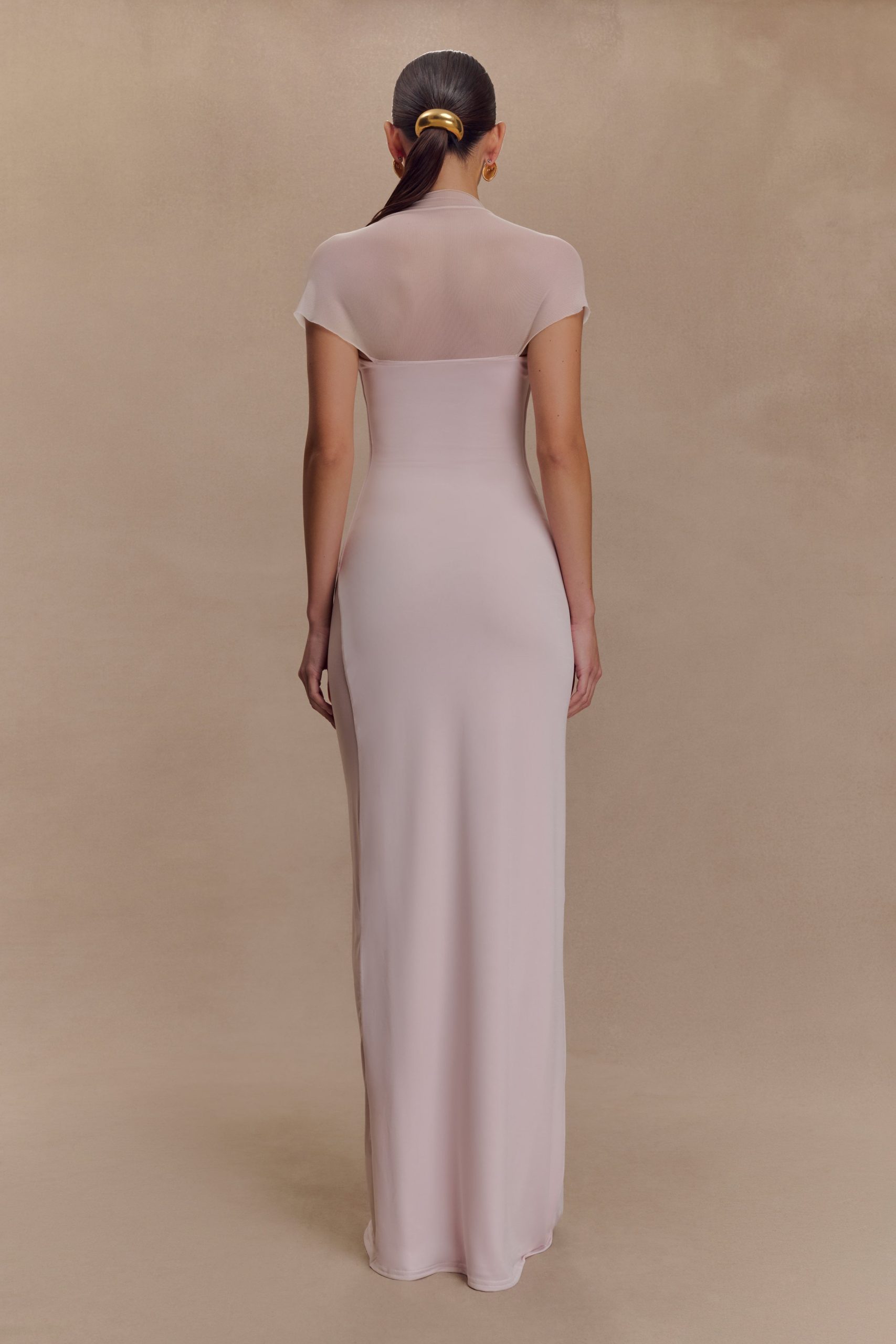 Wyatt Slinky And Mesh Maxi Dress - Pale Pink - Image 2