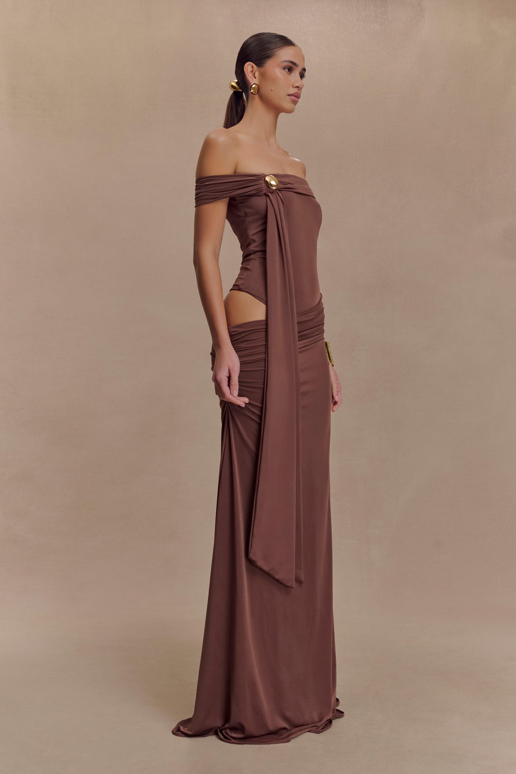 Oliver Slinky Maxi Dress - Chocolate - Image 5